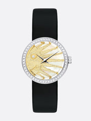 Dior La D De Dior Dior Rose Céleste Diamonds Mother of Pearl Dial Black Leather Strap Watch for Women - CD04711X1001 0000