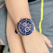 Guess Poseidon Chronograph Blue Dial Blue Silicone Strap Watch For Men - GW0425G3