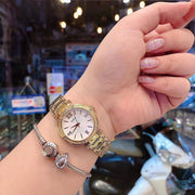 Guess Park Ave South Analog White Dial Gold Steel Strap Watch For Women - W0767L2