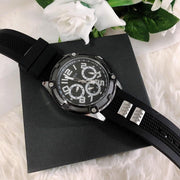 Guess Delta Black Dial Black Silicone Strap Watch for Men - GW0051G1