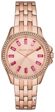 Michael Kors Mini Pilot Quartz Gold Dial Gold Steel Strap Watch For Women - MK7367