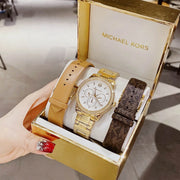 Michael Kors Tibby Multifunction White Dial Gold Steel Strap Watch for Women - MK6969