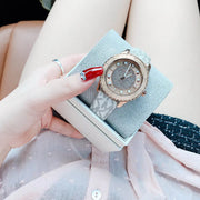 Michael Kors Runway Quartz Rose Gold Dial White Leather Strap Watch For Women - MK6980