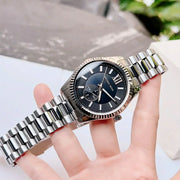 Michael Kors Lexington Quartz Black Dial Silver Steel Strap Watch For Women - MK8946