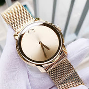 Movado Bold Gold Dial Gold Mesh Bracelet Watch For Men - 3600373