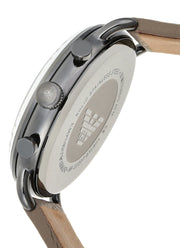 Emporio Armani Aviator Chronograph Grey Dial Beige Leather Strap Watch For Men - AR11107
