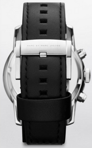 Marc Jacobs Larry Chronograph Black Dial Black Leather Strap Watch for Men - MBM5054