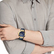 Versace V-Race Multifunction Chronograph Blue Dial Blue Leather Strap Watch For Men - VEBV00219