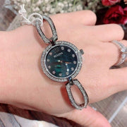 Bulova Crystal Black Mother of Pearl Dial Silver Steel Strap Watch for Women - 96L224