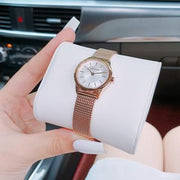 Calvin Klein Minimal White Dial Rose Gold Mesh Bracelet Watch for Women - K3M23626