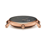 Daniel Wellington Classic Petite Reading Black Dial Black Leather Strap Watch For Women - DW00100167