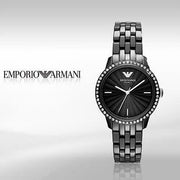 Emporio Armani Crystal Ceramica Black Dial Black Steel Strap Watch For Women - AR1478