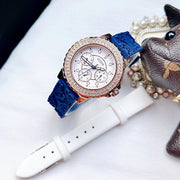 Guess Crown Jewel Diamonds White Dial Blue Rubber Strap Watch for Women - GW0411L2