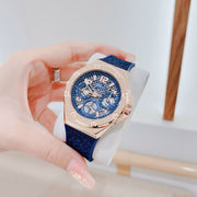 Guess Asteria Multifunction Blue Dial Blue Rubber Strap Watch For Women - GW0620L3