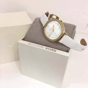 Michael Kors Cinthia Mother of Pearl Dial White Leather Strap Watch for Women - MK2662