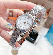 Michael Kors Mindy White Dial Silver Steel Strap Watch For Women - MK7075