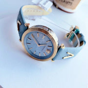 Versace V-Twist Blue Dial Blue Leather Strap Watch for Women - VELS00319