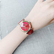 Versace V-Motif Red Dial Red Leather Strap Watch for Women - VERE00418
