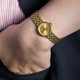 Tissot Lovely Gold Dial Gold Steel Strap Watch For Women - T058.009.33.021.00