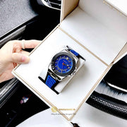 Versace Chain Reaction Blue Dial Two Tone Leather Strap Watch for Men - VEDY00119