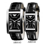 Emporio Armani Classic Black Dial Black Leather Strap Watch For Women - AR0144