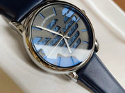 Emporio Armani Luigi Automatic Blue Dial Blue Leather Strap Watch For Men - AR60030