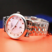 Tissot T Classic Carson Premium Lady Mother of Pearl Pink Dial Silver Steel Strap Watch For Women - T122.210.11.159.00