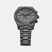 Michael Kors Lexington Chronograph Black Dial Black Steel Strap Watch for Men - MK9154