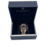 Maserati SFIDA Chronograph Black Dial Two Tone Steel Strap Watch For Men - R8873640002