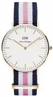 Daniel Wellington Classic South Hampton White Dial Two Tone Nylon Strap Watch For Women - DW00100034