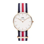 Daniel Wellington Classic Canterbury White Dial Two Tone NATO Strap Watch For Women - DW00100030