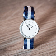 Daniel Wellington Classy Glasgow White Dial Two Tone NATO Strap Watch For Women - DW00100074