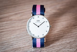Daniel Wellington Classy Winchester White Dial Two Tone NATO Strap Watch For Women - DW00100081