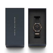 Daniel Wellington Classic Petite Cornwall Black Dial Black NATO Strap Watch For Women - DW00100215