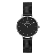 Daniel Wellington Petite Ashfield Black Dial Black Mesh Strap Watch For Women - DW00100246