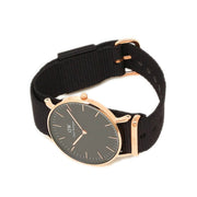 Daniel Wellington Petite Cornwall Black Dial Black Nylon Strap Watch for Women - DW00100247