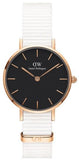 Daniel Wellington Classic Dover Black Dial White Nylon Strap Watch For Women - DW00100310