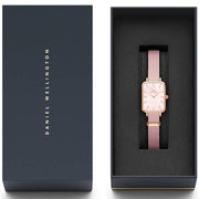 Daniel Wellington Quadro Pressed Mother of Pearl Pink Dial Pink Nylon Strap Watch For Women - DW00100509