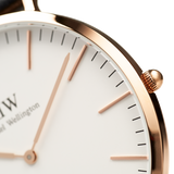Daniel Wellington Classic Sheffield White Dial Black Leather Strap Watch For Men - DW00100007