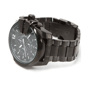 Diesel Mega Chief Chronograph Black Dial Black Steel Strap Watch For Men - DZ4283
