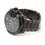 Diesel Mega Chief Chronograph Black Dial Black Steel Strap Watch For Men - DZ4283