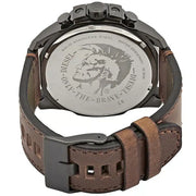 Diesel Mega Chief Chronograph Grey Dial Brown Leather Strap Watch For Men - DZ4463