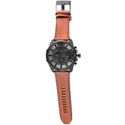 Diesel Mega Chief Chronograph Grey Dial Brown Leather Strap Watch For Men - DZ4463