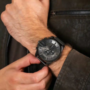 Diesel Mega Chief Chronograph Black Dial Black Mesh Strap Watch For Men - DZ4527