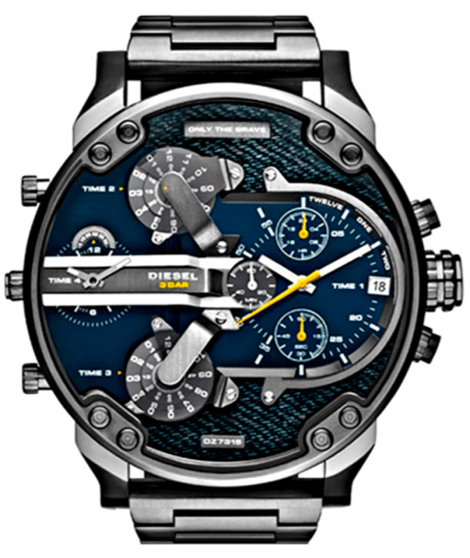 Diesel Big Daddy 2.0 Chronograph Blue Dial Grey Steel Strap Watch For Men - DZ7331