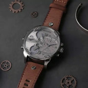 Diesel Mr Daddy Chronograph Grey Dial Brown Leather Strap Watch For Men - DZ7413