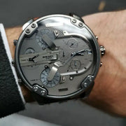 Diesel Mr Daddy Chronograph Grey Dial Brown Leather Strap Watch For Men - DZ7413
