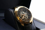 Maserati Traguardo Automatic Black Skeleton Dial Black Leather Strap Watch For Men - R8821112001
