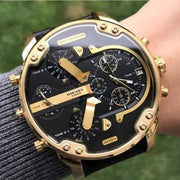 Diesel Mr Daddy Chronograph Black Dial Black Leather Strap Watch For Men - DZ7371