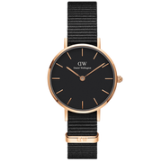 Daniel Wellington Petite Cornwall Black Dial Black Nylon Strap Watch for Women - DW00100247